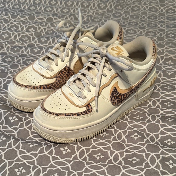 Nike Shoes - Nike Cream and Animal Print Sneakers